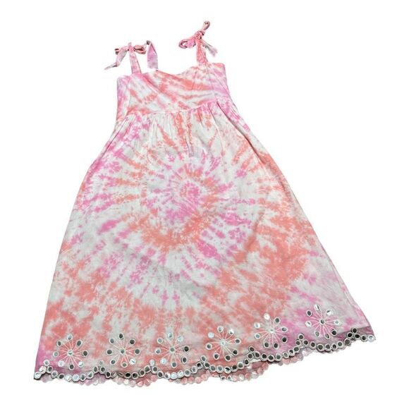 NWT JULIETTE DUNN PINK SPIRAL TIE DYE midi floral DRESS + MIRRORS Size 2 - Picture 5 of 12